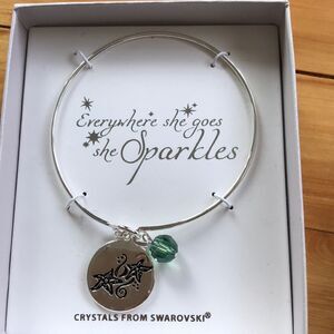 Crystale silver starfish/crystal bead bangle, NWT